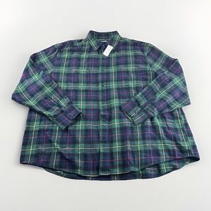 The Childrens Place Shirt Mens XXXL Plaid Long Sleeve Button Up Blue Green NEW